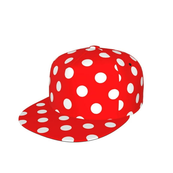 Polka Dot Red Flat Brim Trucker Cap Adjustable Snapback Hat For Men Women
