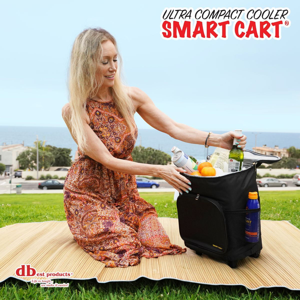 Black Insulated Collapsible Rolling Cooler Tailgating BBQ Beach Summer Cooler Smart Cart 