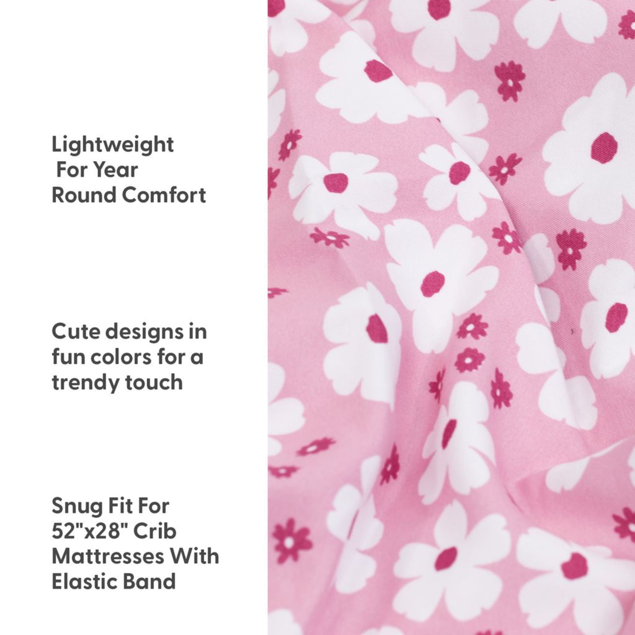 The Peanutshell Fitted Crib Sheet Set, Daisy, 4 Pack