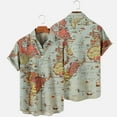 thumbnail image 2 of 2024 Beach Shirt for Men Funky Casual Button Down Short Sleeve Unisex Shirts Fashion World Map Print Summer Tops, 2 of 6