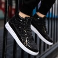 thumbnail image 2 of Men's Sneakers Fashion Bright Leather Sequin Thick Sole High Top Casual Comfortable Shoes for Everyday Wear, 2 of 9