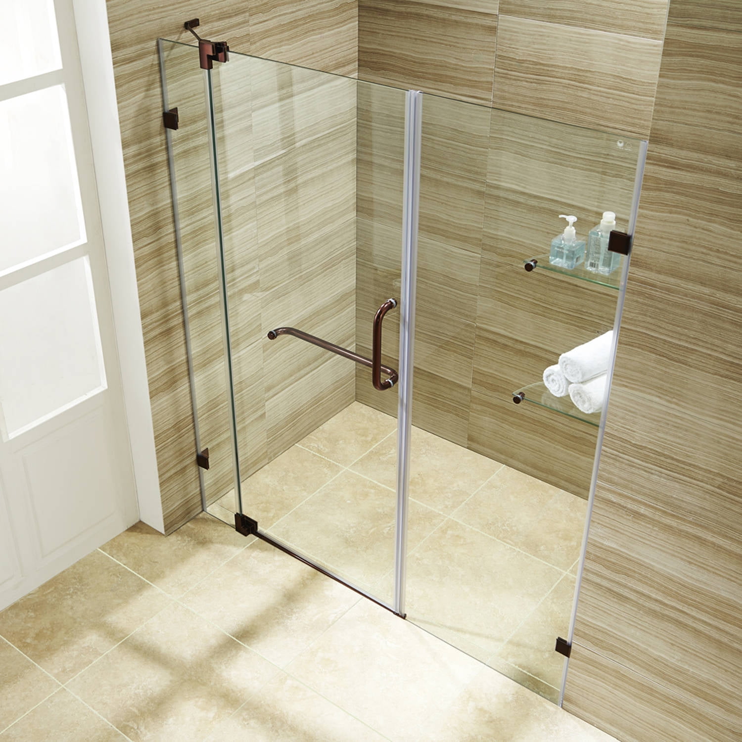 Vigo Pirouette 48 Frameless Shower Door 3 8 Clear Glass Oil Vigo Pirouette 48 Frameless Shower Door 3 8 Clear Glass Oil Rubbed Bronze Hardware Com