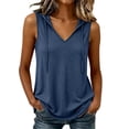 thumbnail image 2 of Women's Summer V-Neck Sleeveless Loose Hoodie with Drawstring, 2 of 8