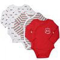 Baby Boy's 3-Pack Long-Sleeve Kimono Bodysuit Set -Side Snap Onesie Infant Bundle Bicycles Red, White and Stripes, 3-6 Months, 6M…