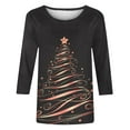 thumbnail image 5 of GA WEIHUA Deals,3/4 Length Sleeve Womens Tops Round Neck Casual Tunic Tops Basic Christmas Shirts Loose Fit Xmas Tree Tee Tops(Red,Medium), 5 of 5