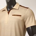 thumbnail image 2 of Vedolay Men's T Shirts Men's Quarter Zip Business Casual Shirts Short Sleeve Golf Polo Muscle T Shirt,Khaki XL, 2 of 5