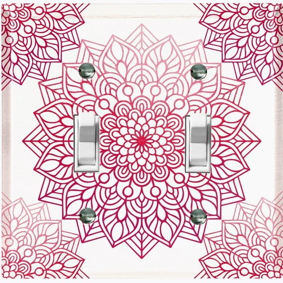 Metal Light Switch Plate Cover Mandala Violet Flower Tile Pattern MDL099