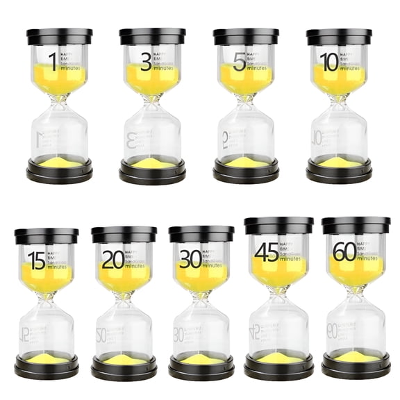 HBMYN Sand Timer Random Color 1-60 Min,Glass Hourglass for Kids Brush Teeth Classroom