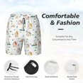 thumbnail image 3 of Balery Cartoon House Bañador para hombre, shorts de playa de secado rápido con entrepierna y forro de compresión-Small, 3 of 6