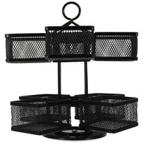 MLINS Tea Bag Organizer Box 360 Degree Rotating Iron Wire Storage Holder for Tea Coffee Sugar Packets for Kitchen Countertop Pantry Shelf Organization