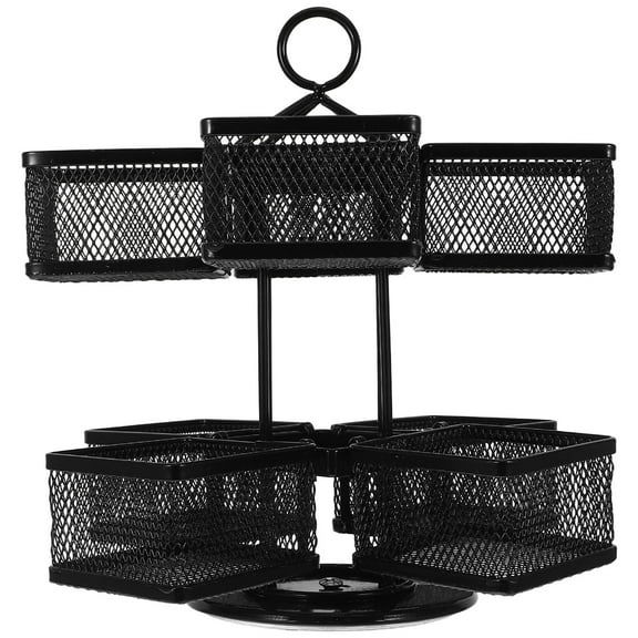 MLINS Tea Bag Organizer Box 360 Degree Rotating Iron Wire Storage Holder for Tea Coffee Sugar Packets for Kitchen Countertop Pantry Shelf Organization