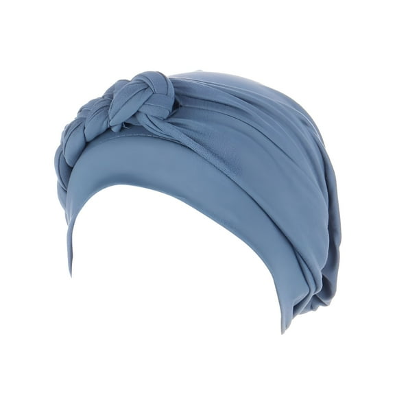 TELOLY Twisted Braid Turban African Women Turban Cap Head Wraps Pre-Tied Chemo Headscarf for Cancer Hair Cover Hats, Light Blue One Size