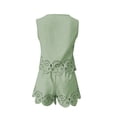 thumbnail image 7 of XFeng.Women's Sleeveless Lace Two Piece Shorts Set, Solid Color Round Neck Hollow Out Casual Romper Outfit.Green.XL, 7 of 7