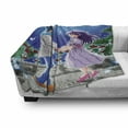 thumbnail image 3 of Anime Soft Flannel Fleece Blanket, Illustration Romantic Couple Holding Hands Under Moonlight Love in Manga Themed Print, Cozy Plush for Indoor and Outdoor Use, 70" x 90", Multicolor, by Ambesonne, 3 of 6
