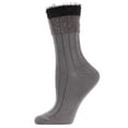 thumbnail image 4 of MeMoi Women's Parfait Striped Fuzzy Cuff Crew Socks - Mens - Male, 4 of 6