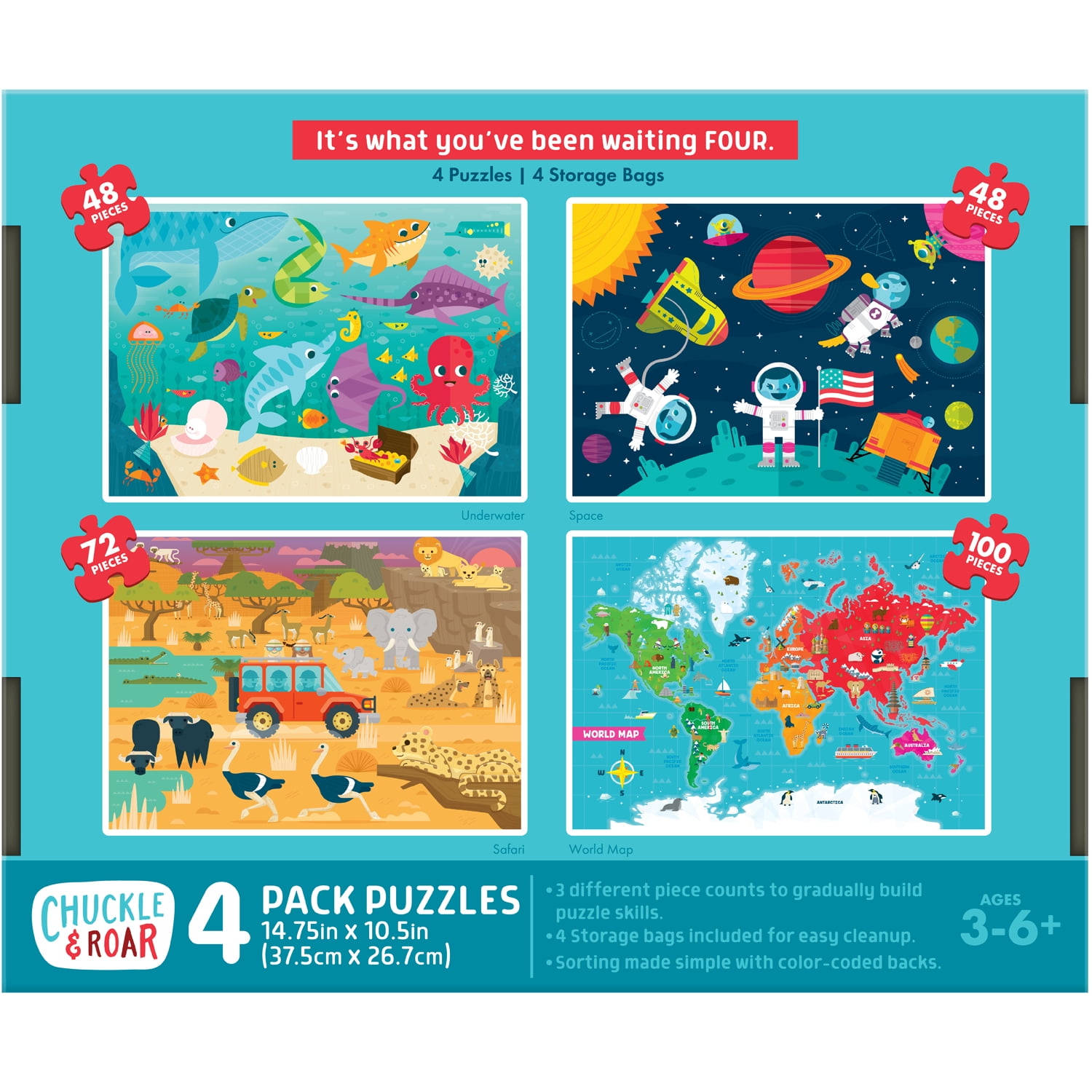 Chuckle & Roar 4 Pack Puzzles for Kids by Buffalo Games