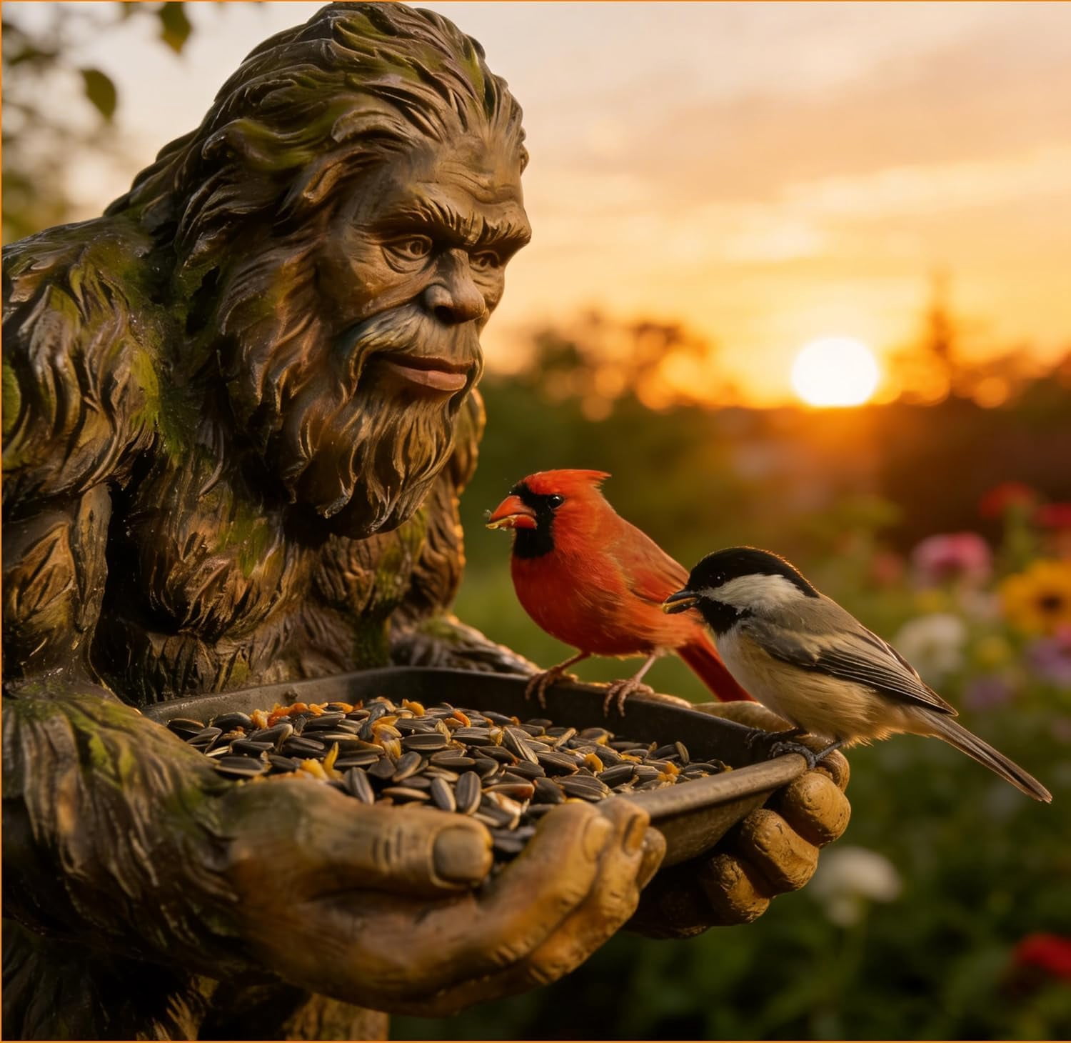 Bigfoot Bird Feeder, Garden Art Sculpture with Hidden Keyhole Hanger, Waterproof Outdoor Resin Statue for Tree/Wall Mount, Unique Wildlife Decor