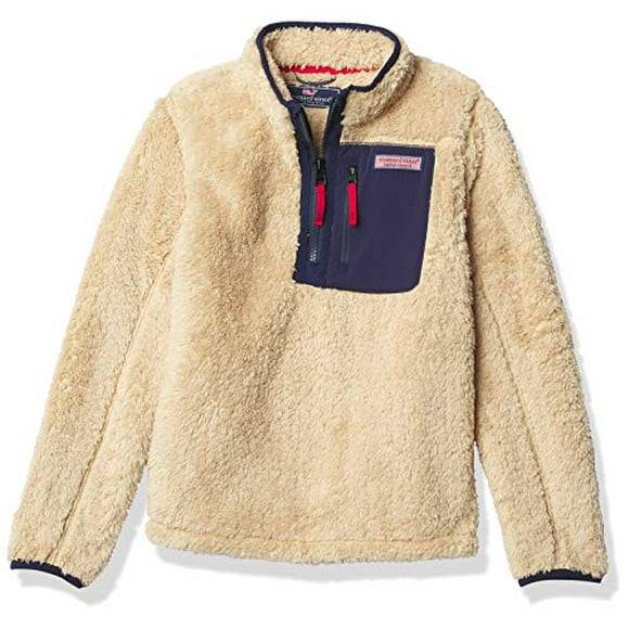 vineyard vines Pullover à Quart de Zip en Sherpa Polaire pour Garçons, Camel, 2T