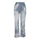 thumbnail image 4 of ICHUANYI Clearance Womens Elastic Waist Stretch Printing Thin Stretch Skinny Button Pants Trousers(Blue, XXL) ICHUANYI WER2023081110466, 4 of 8