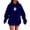 Dark Blue, variant on Women Hoodies Halloween Unisex Cute Little Ghost Print Sweatshirt Long Sleeve Pullover Tops Fall Winter Warm Apparel Black L