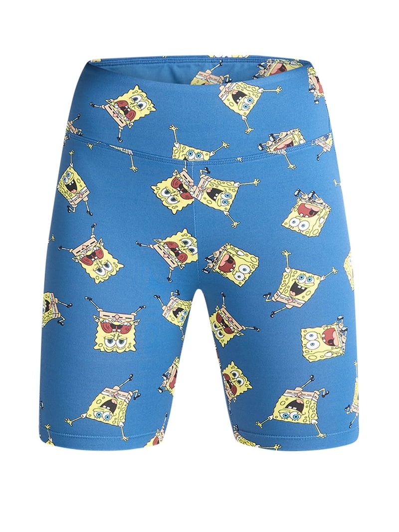 SpongeBob SquarePants Women's Print Bike Shorts, Sizes XXS-XXL