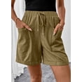thumbnail image 6 of DOKOTOO Shorts for Woman Drawstring Rolled Up Shorts Summer Elastic Waist Casual Lightweight Shorts Green L US12-14, 6 of 11