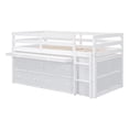 thumbnail image 3 of Churanty Twin Size Loft Bed with Retractable Writing Desk and 4 Drawers, Wooden Loft Bed with Lateral Portable Desk and Shelves, White, 3 of 9