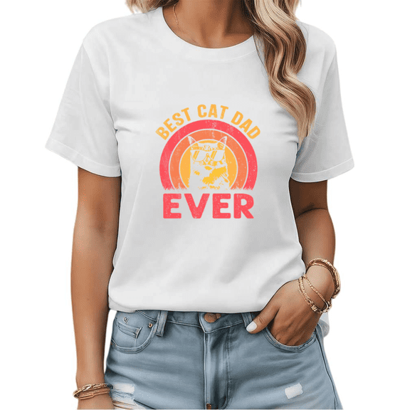 Cat Lover Best Cat Dad Ever Vintage Cat Graphic Tees Mens T shirt Shirts Black White S-5XL Tops