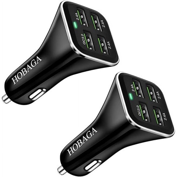 Chenchen USB Car Charger Adapter, QC 3.0 Fast Car Phone Charger, 4-Port Multi 9.6 Amp Cigarette Lighter Adapter Compatible with iPhone 16/15/14/13/12 Pro Max, Samsung Galaxy S22 Note20, LG, Pixel.