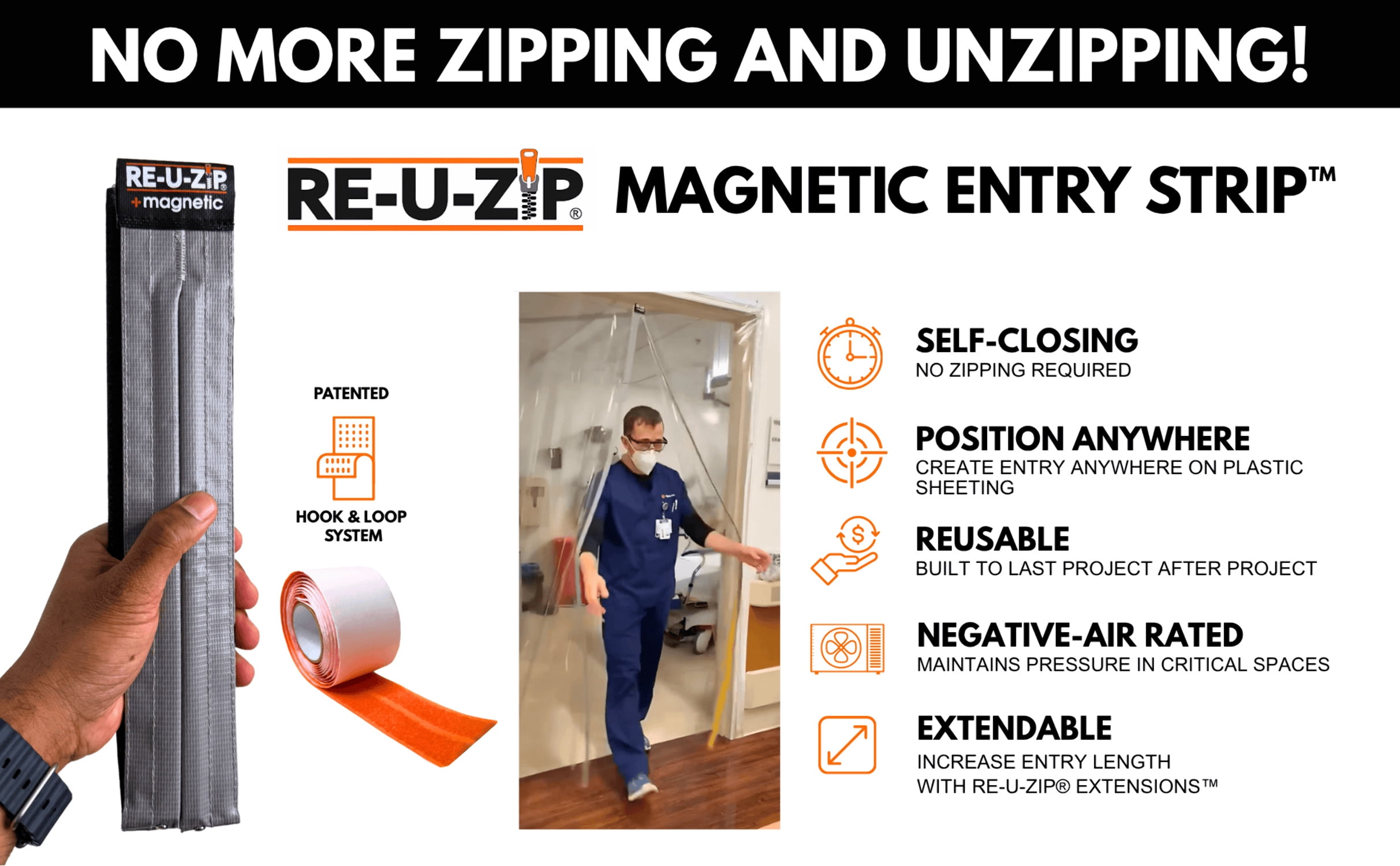 RE-U-ZIP® Self-Closing Magnetic Entry Strip™ | 6-Pack