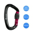 thumbnail image 2 of 25KN Locking Carabiner Clip, Heavy Duty Carabiner for Rock Climbing, Rappelling, Rescue and Outdoor Use, Black, 2 Pack, 2 of 6