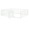 thumbnail image 6 of Queen  Size Floor Bed for kids,Metal Montessori Bed Frame, Fence Railings & Door,Playhouse Beds for Boys Girls, No Box Spring Needed,White, 6 of 9