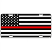 JASS GRAPHIX Thin Red Line License Plate for Firefighter Heavy Duty Tactical Patriot USA Car Tag