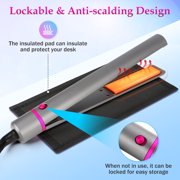 Hot Bee 2 in 1 Hair Straightener & Curler with LED Display, 100-230°C Adjustable Temperature, Flat Iron with Lock Plate, 360° Rotating Cord, Heat Resistant Gloves & Anti-scalding Silicone Mat