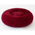 thumbnail image 1 of Round Pet Bed Cat Litter Dog Bed Round Plush Cat Bed, Wine Red, 1 of 5