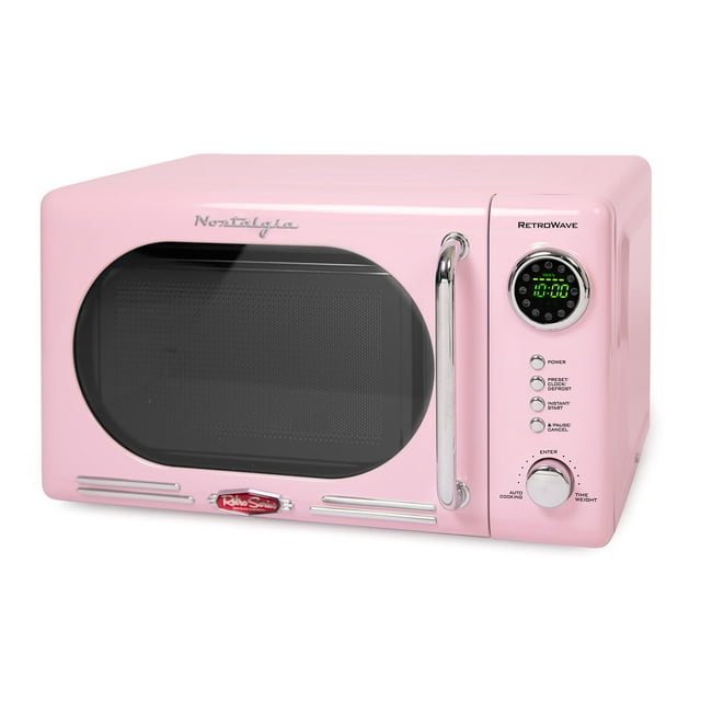 Nostalgia Rétro Four à Micro-Ondes de Comptoir 0,7 Pied Cube 700 Watts, Pi3, Rose