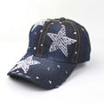 thumbnail image 1 of Jinsinto Women Rhinestone Crystal Baseball Cap Bling Studded Denim Hat Adjustable,1pc, 1 of 2