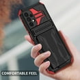 thumbnail image 6 of Heavy Duty Case for Samsung Galaxy A54 5G Credit Card Slot Holder Kickstand Bracket Cover, Military Grade Dual-Layers Rugged PC Shockproof Anti-Scratches Lens Protection Case, Red, 6 of 7