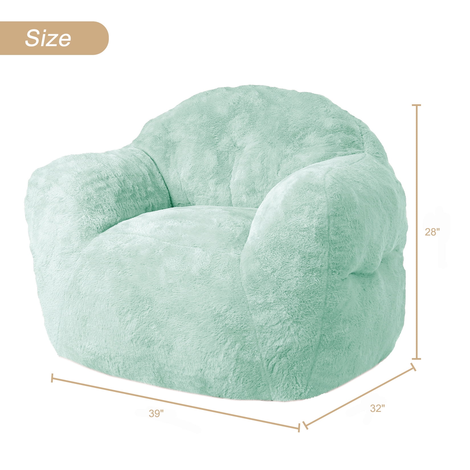 Extra Large Bean Bag Chair 39 Inch,Pre-Filled Plush Beanbag Sofa for Adults, Kids & Teens, Comfortable Lounge Chair for Bedroom & Living Room