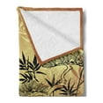 thumbnail image 2 of Japanese Soft Flannel Fleece Throw Blanket, Branches and Bamboo Motifs with Showy Fragrant Leaves Nature Illustration, Cozy Plush for Indoor and Outdoor Use, 50" x 60", Sepia Black, by Ambesonne, 2 of 5
