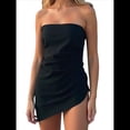 thumbnail image 1 of Tops de Tubo de Verano para Mujer 2025, Blusas de Moda Sin Tirantes Fruncidas para Salir, Conjuntos de Camisetas Bandeau Asimétricas. Negro S, 1 of 8