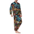 thumbnail image 2 of Naloa Galactic Jungle Dinosaurs Men’s Pajamas Set - Long Sleeve Button Down Sleep Shirt and Pajama Bottoms Sleepwear Set-Small, 2 of 7