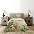 thumbnail image 3 of Ambesonne Floral Eucalyptus Quilted Coverlet 2 Pcs, Pastel Abloom, Twin Size, Ivory Sage Green Mustard, 3 of 4