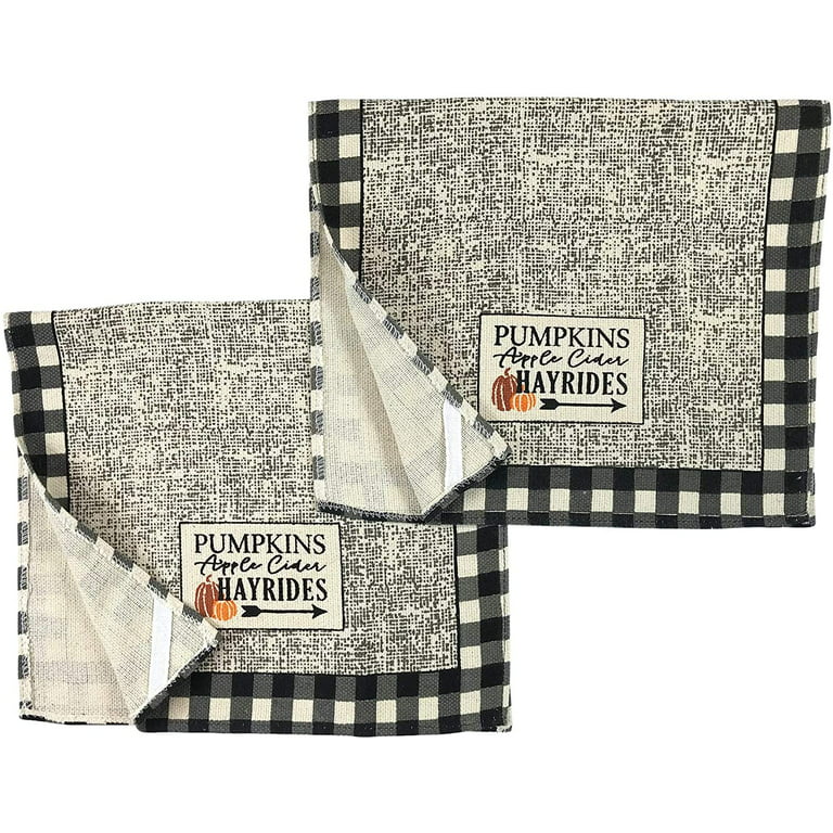 Serafina Home Farmhouse Fall Decor Kitchen Dish Towels Set: Black