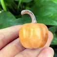 thumbnail image 5 of Natural Semi-Precious Stone Mini Pumpkin Hand-Polished Decor - Amethyst Rose Quartz Thanksgiving Halloween Miniature Scene(Yellow), 5 of 6