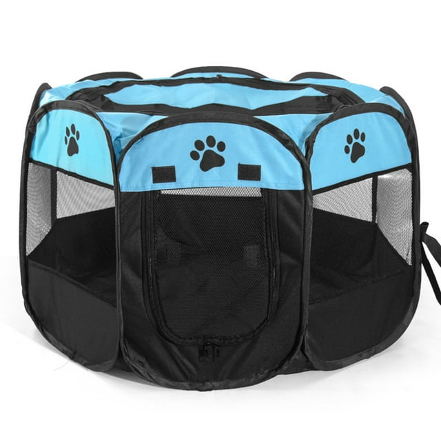 Mistaha Portable Foldable Pet Enclosure in Blue for Outdoor Activities - Medium Size