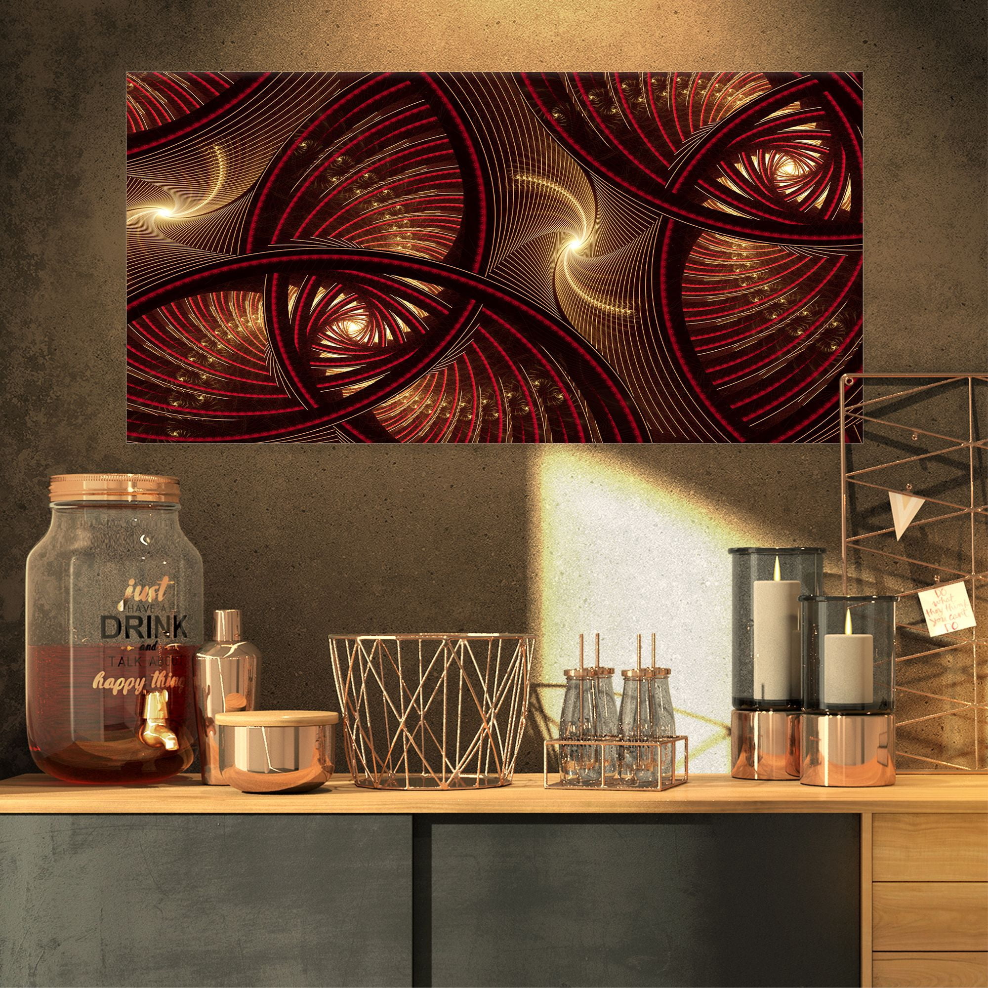 Designart 'Brown Symmetrical Fractal Pattern ' Floral Canvas Art Print