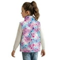 thumbnail image 2 of Xoenoiee Star Tie Dye Print Girls' Fleece Vest with Stand Collar, Lightweight Sleeveless Jacket with Zipper and Pockets for Fall Winter, 2T, 2 of 7