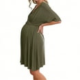thumbnail image 4 of Stamzod Womens Maternity Dress Summer V Neck Nursing Breast Feeding Dress Short Sleeve Casual Knee High Pregnancy Dresses for Women Army Green M, 4 of 5