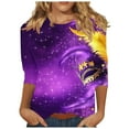 thumbnail image 2 of RKSTN Mardi Gras 3/4 Sleeve T Shirts for Women Top Oversized Crewneck Carnival Mask Print 3/4 Length Sleeve Shirt Womens Casual Round Neck Mask Tuesday Carnival Party Three Quarter Sleeve Tee Shirt, 2 of 5